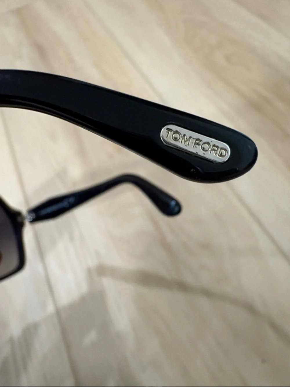 Tom Ford Black Hexagonal Oversized Sunglasses with Dark Lenses